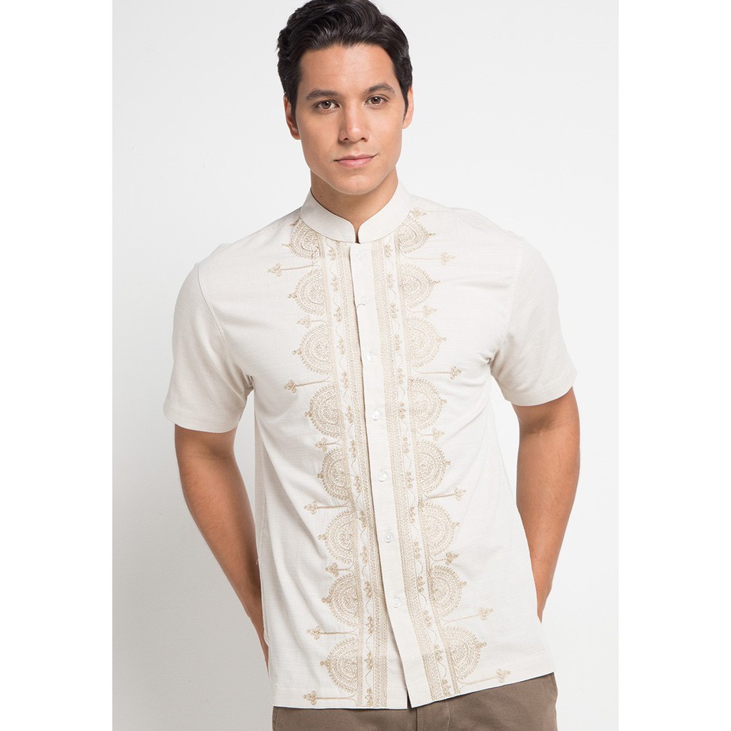 Intresse Baju Koko Bechamel Short Cream Kemeja Tangan Pendek
