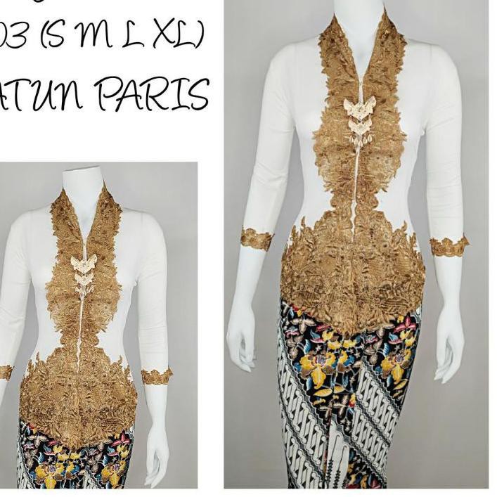 ۩ Indah KEBAYA KARTINI MODERN PUTIH LENGAN 7/8 BORDIR SENADA Katun Jepang S M L XL XXL ❂