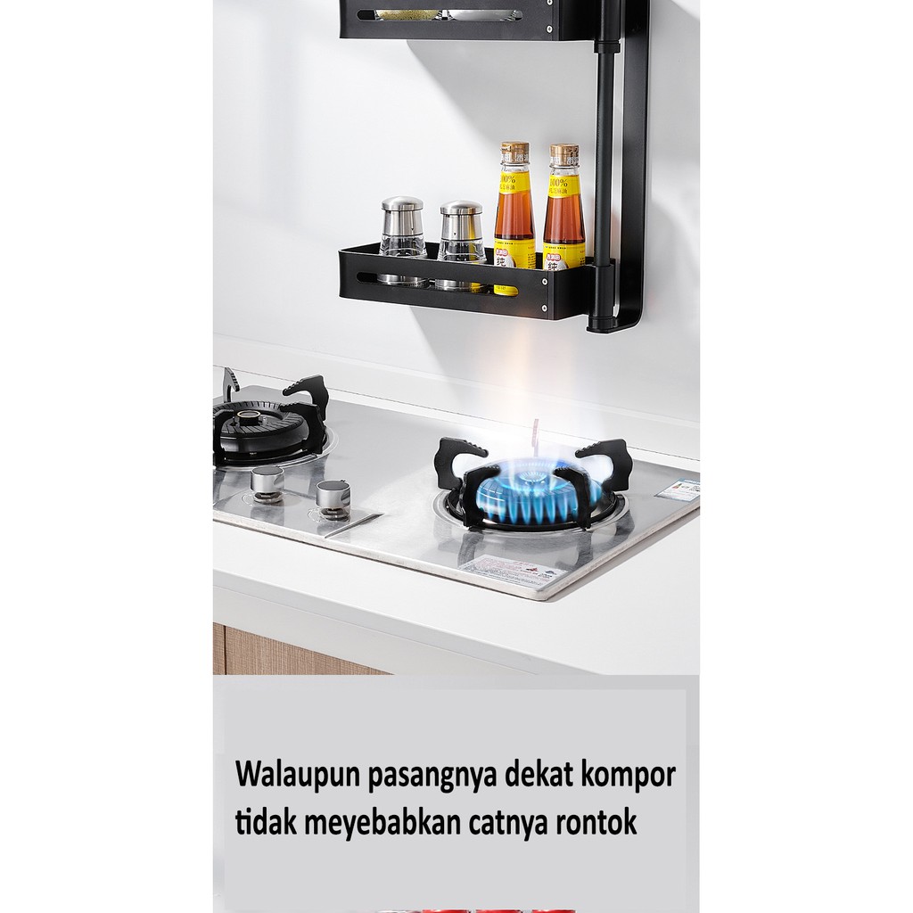 Rak Stainless 3 Susun Rak Dapur Tempat Bumbu, Rak Serbaguna, Portable