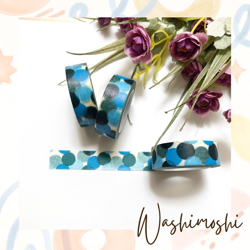 

Washimoshi Masking Washi Tape Blue Dot Design