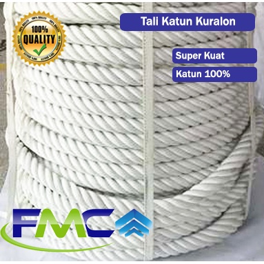 Tali Tambang Katun 10mm 12mm Kuralon Guralon Rope Bahan Kain Warna Putih Asli Import Tampar Pengikat Barang Dekorasi Kerajinan Gantungan Tarik Tambang Outbond Pengaman Safety