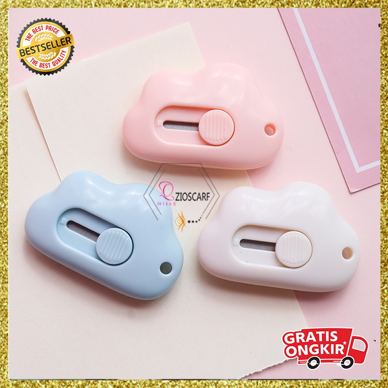 Cutter Mini Lucu Pisau Kecil Bentuk Awan Aksesoris Kantor Pemotong Kertas Portable Praktis MX1062