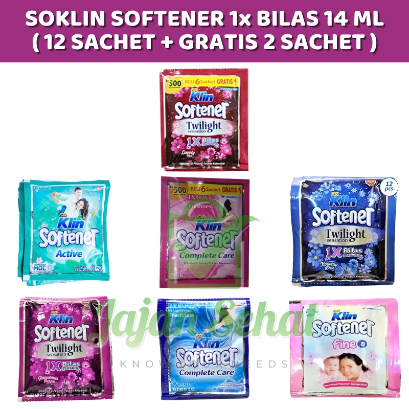 Soklin Softener  1x Bilas 14ml ( 12 Sachet + Gratis 2 Sachet )