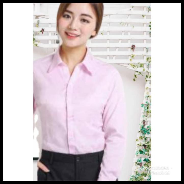 Kemeja Formal Wanita Lengan Panjang Pink Baby - Pink Baby, Allsize