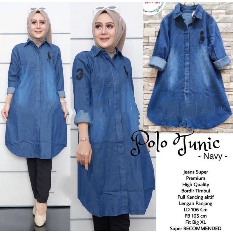 TUNIK JEANS WANITA TERBARU BUSUI FRIENDLY FIT BIG XL | TUNIK DENIM WANITA KEKINIAN