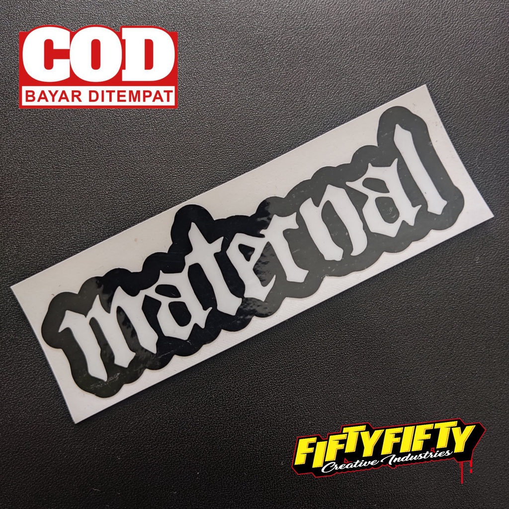 Stiker Print Cut BRAND DISTRO MATERNAL Stiker Printing Laminasi Glossy Tahan Air Stiker Motor Mobil Helm Sudah Membentuk Pola Desain