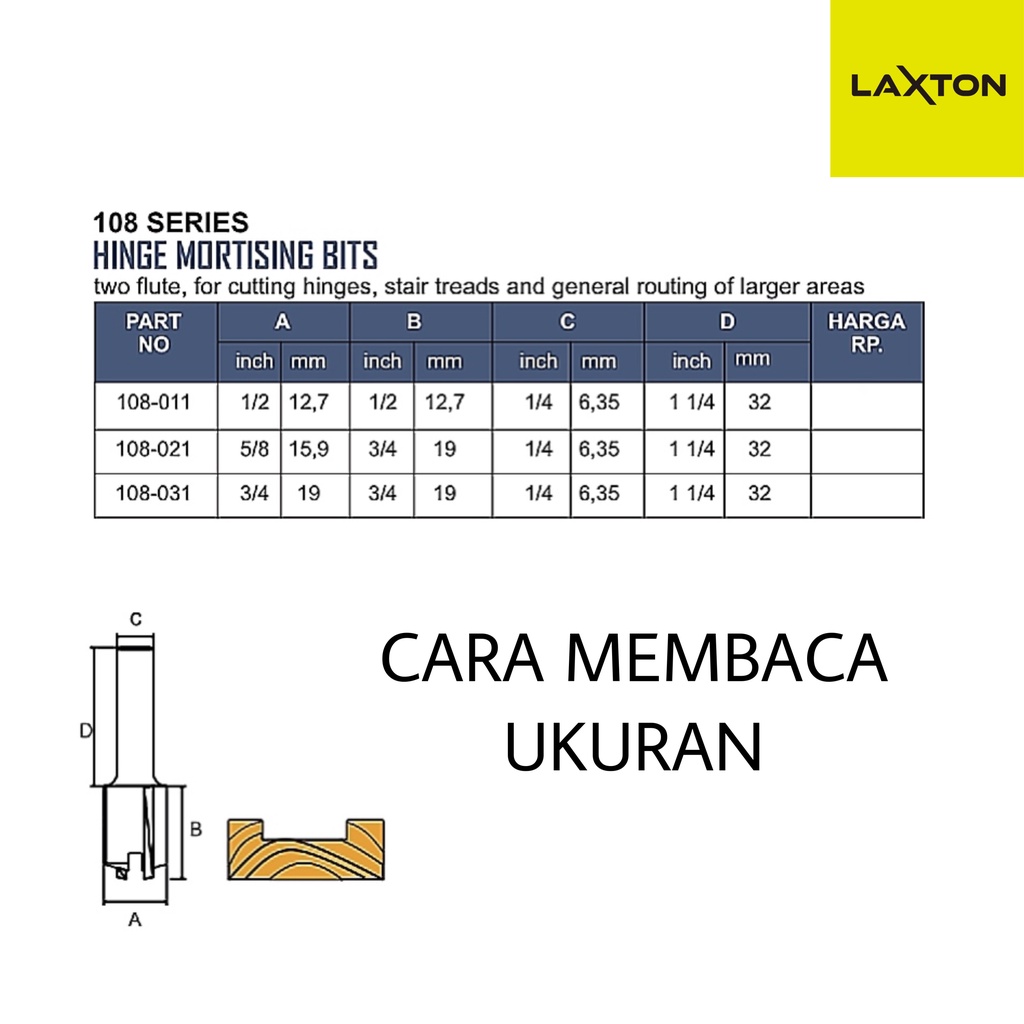 SOLID Mata router profil hinge mortising bit 108 series