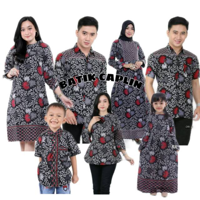 Batik Couple Keluarga Sania Ruffle Ori Ndoro Jowi Dnt Kembang Langit