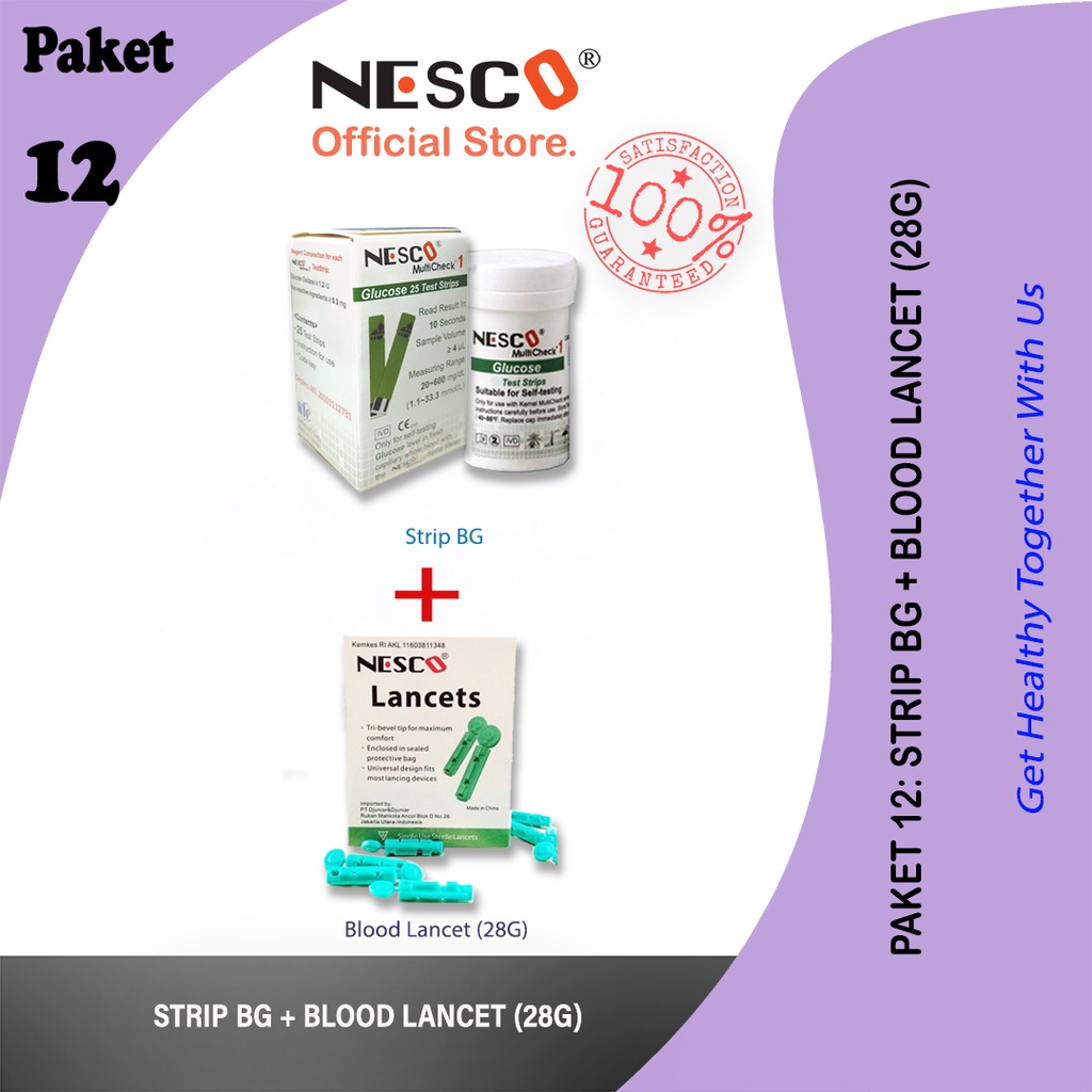 PAKET 12A (STRIP BG GULA DARAH + BLOOD LANCET)