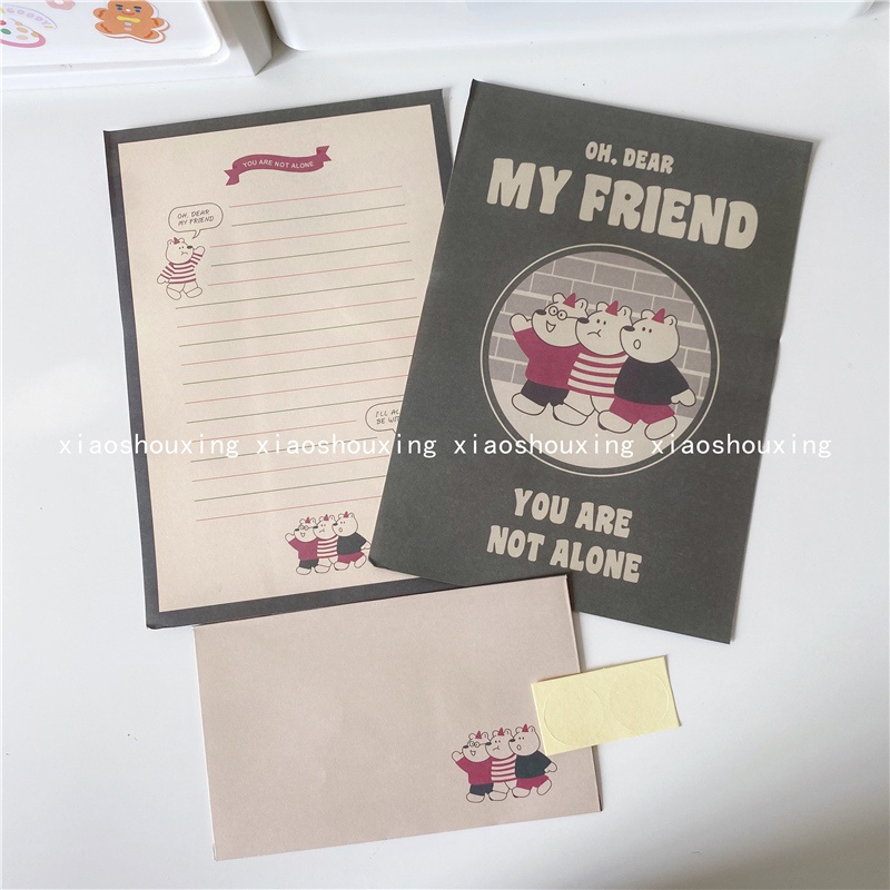 Ins cute bear letter envelope Sticker Set romantic fresh love letter confession blessing stationery stationery