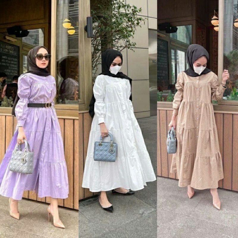 BEFAST - ZEC OOTD Wanita Dress NIE / Qiqi Maxi Dress / Dress Maxi / Dress Wanita Casual / Dress Formal / Dress Lengan Panjang / Dress Remaja Kekinian / Dress Terbaru 2022