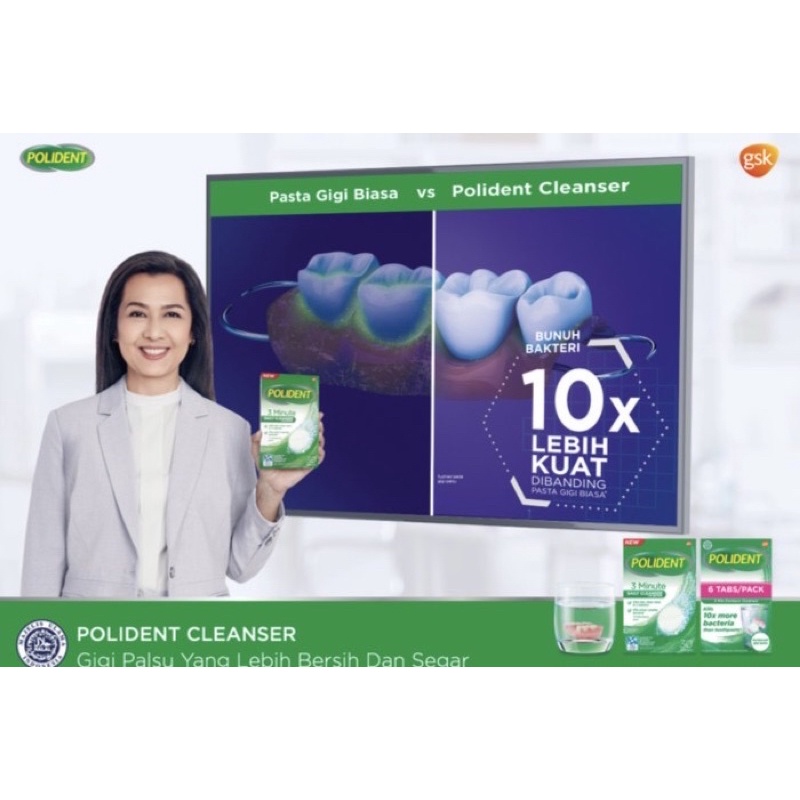 Polident cleanser box 30 tablet ( pembersih gigi palsu )