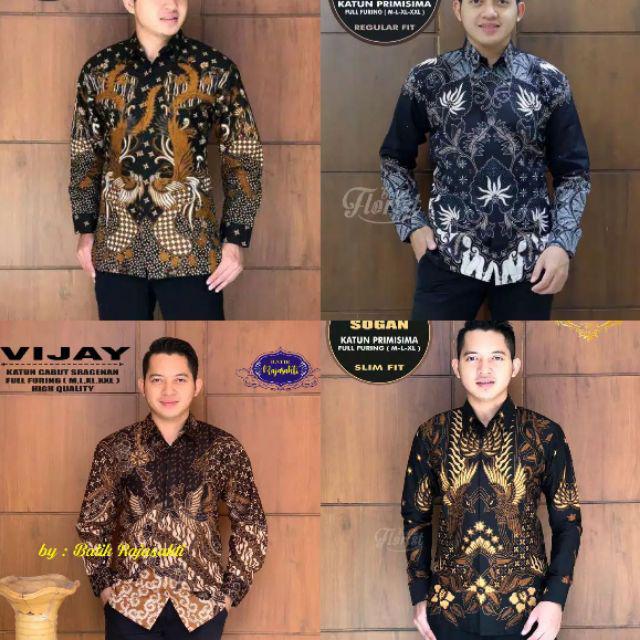 Kameswara Cabut Sogan Pendek Kemeja Batik Pria Katun Cabut Primisima Full Furing