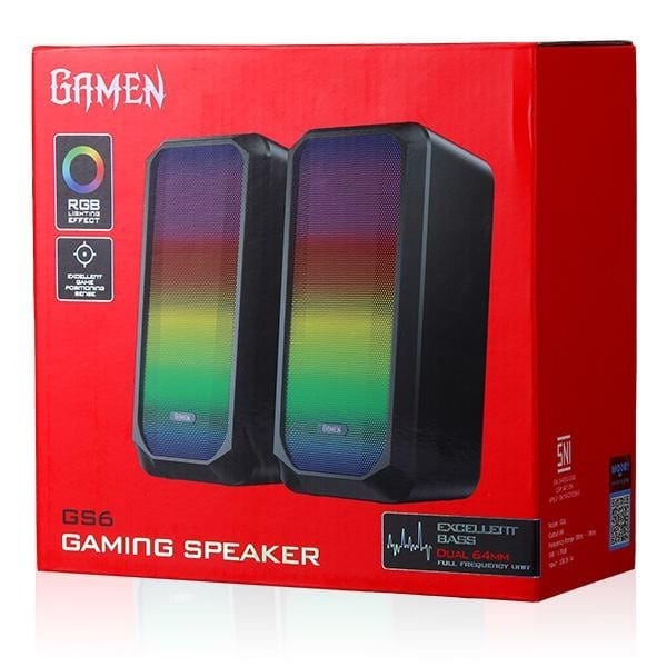 B - SPEAKER GAMING GAMEN GS6 Multimedia RGB Rhythm Lights Speaker Excellent Bass - ORIGINAL