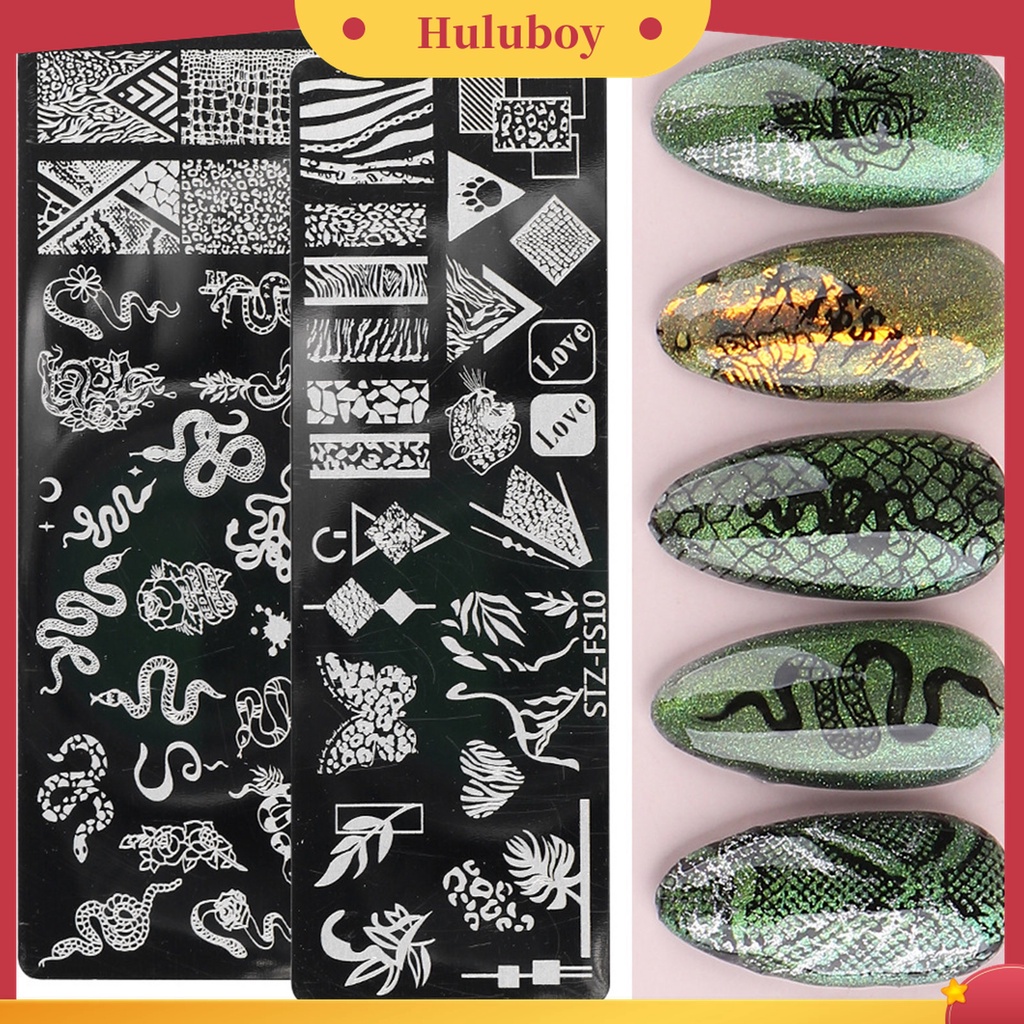 Huluboy Huluboy♡ Plat Stempel Kuku Motif Print Bunga Aneka Pola Anti Karat Untuk Nail Art