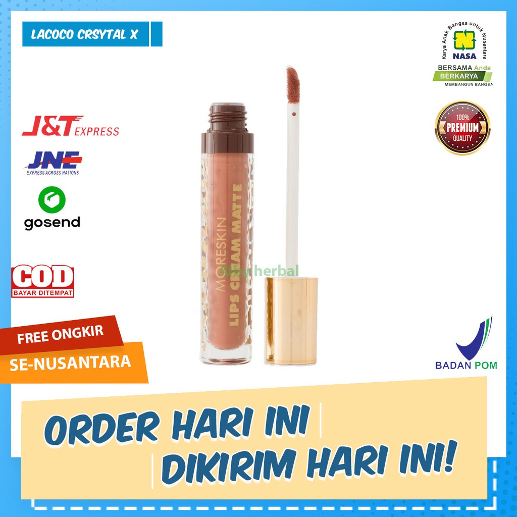 MORESKIN LIPCREAM WARNA COKLAT NUDE HERBAL NASA/TIDAK LENGKET DAN MENUTRISI BIBIR