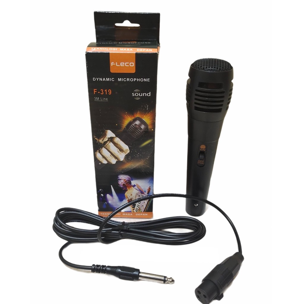 Microphone Fleco F-319 Mic Karaoke Kabel Original Fleco Suara Bass Jernih Mikrofon Kabel Murah