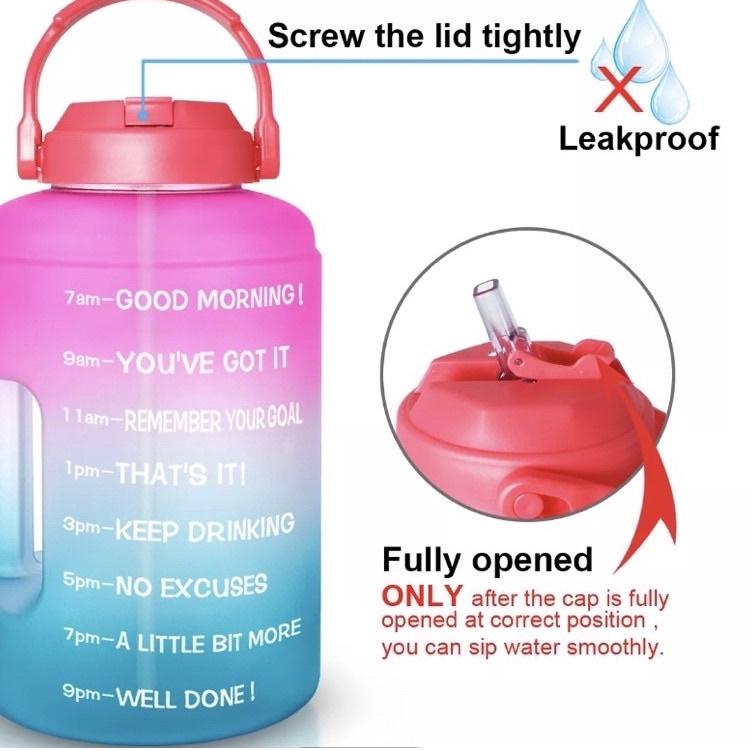 ✱ QUIFIT ORIGINAL Botol Minum Penanda waktu 3,8 Liter include straw Tutup Flip / Tumbler waktu 3.8 L
