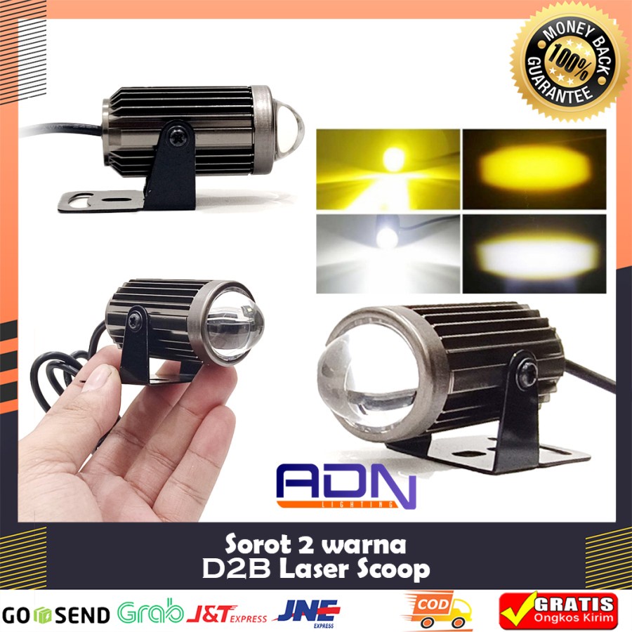 Lampu Tembak Sorot Laser Scoop LED D2 B Motor Mobil Foglamp 2 warna ADN.in