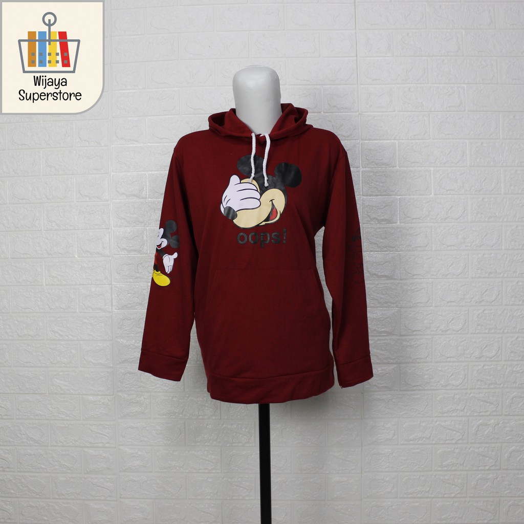 Sweater Hoodie Wanita Oops Mickey Mouse Tangan Panjang-3