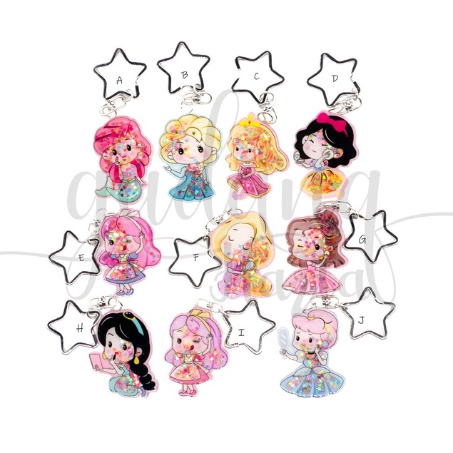 GEMEZZ Gantungan Kunci Princess Shake Keychain Tuan Putri Gliter GG 302233