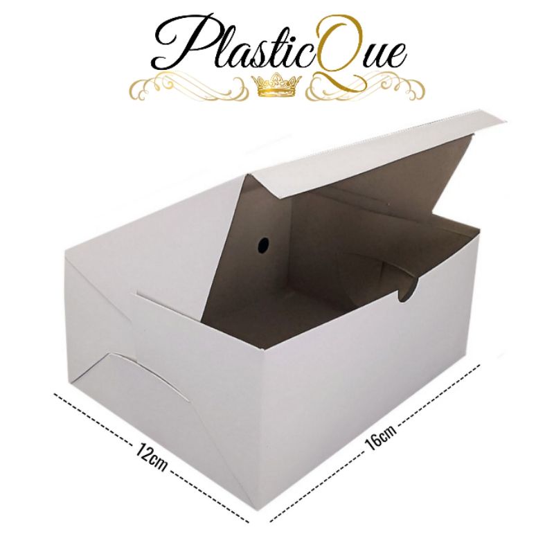 Snack Box 12x16 CM 12x16CM Dus Kotak Kertas Paper Isi 100 PCS Tebal Polos Putih Tutup Makan Kue TPS