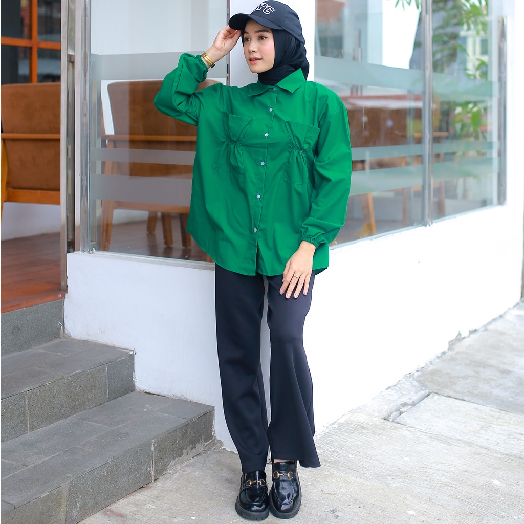 WOW-Cantika Blouse Poplin Atasan Wanita Kantong Serut