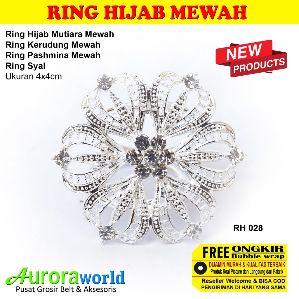 Auroraworld Ring Kerudung Ring Hijab Ring Syal Berlian Mutiara Mewah