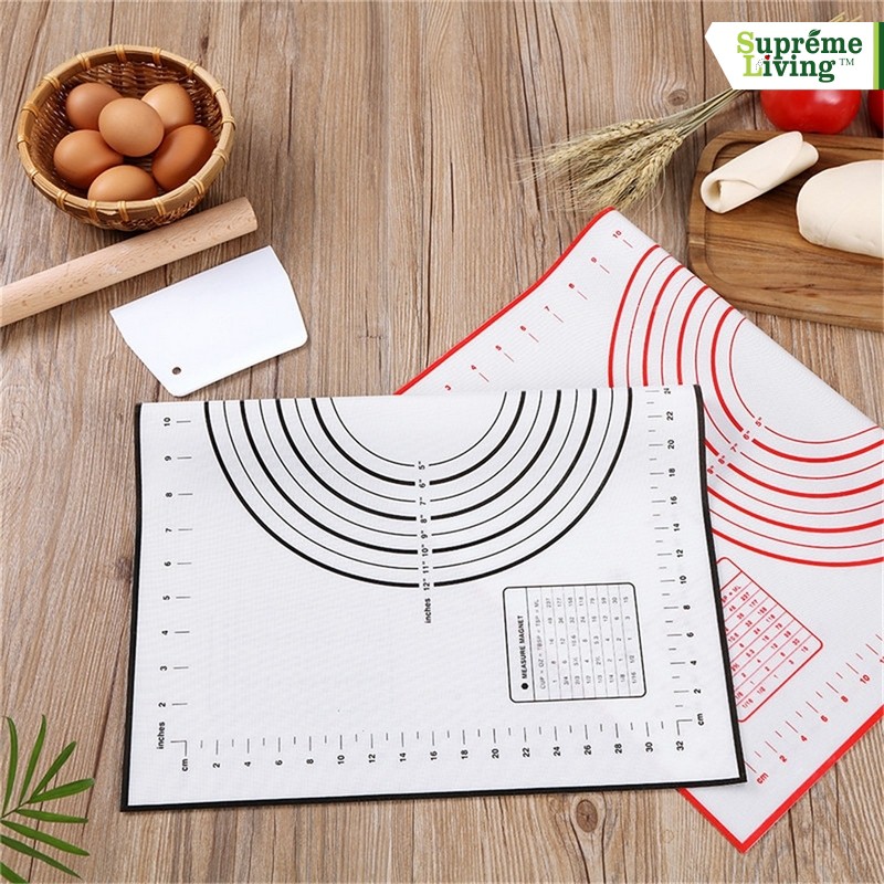 Alas Adonan Silikon Silicone Baking Mat Tatakan Pizza - 40x60 cm FREE Alat Pemotong Adonan Scrapper