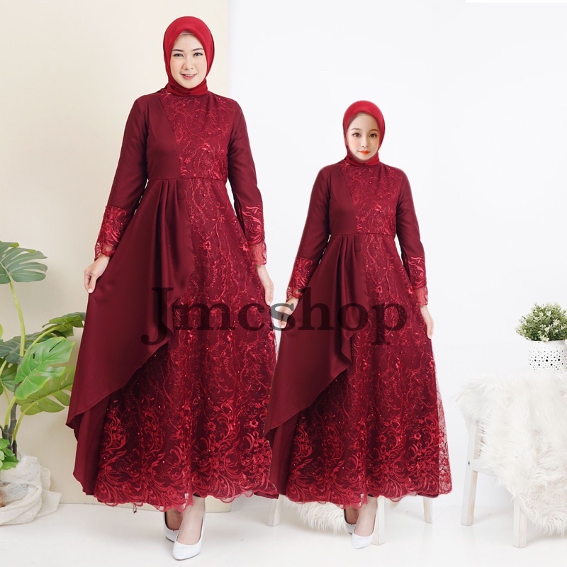 Gamis Zolana couple mom and kids / dress gamis pasangan ibu dan anak mustard navy maroon pink cream