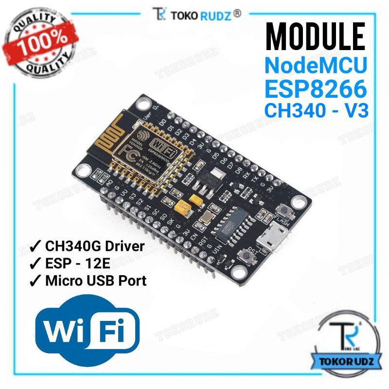 NodeMCU LUA Modul Sinyal WiFi V3 4mb 32mbits CH340 ESP8266 ESP12 Board Wireless Module IOT