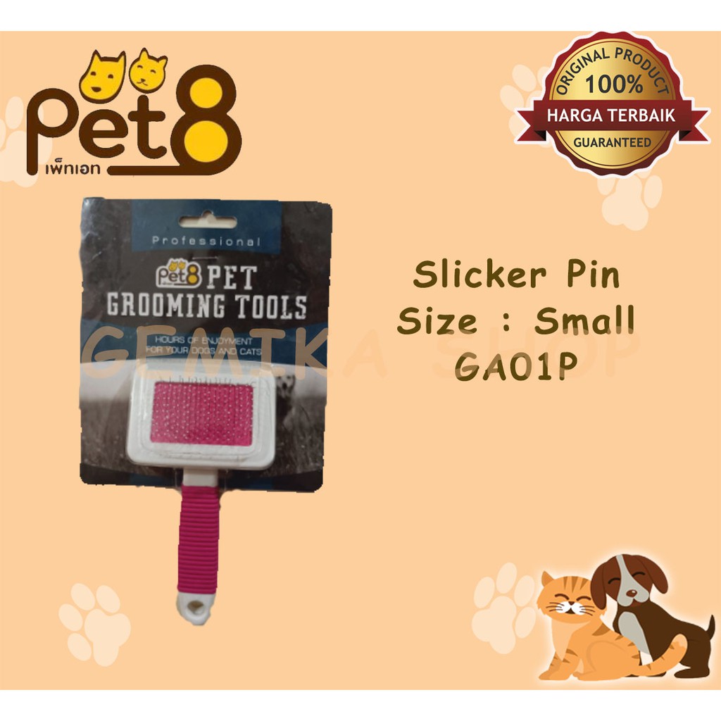 SISIR Anjing Kucing PET8 SLICKER BRUSH SMALL WITH PIN - BULU HEWAN