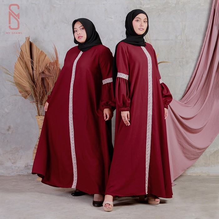 Myshawl Taalea Premium Maroon Hitam Gamis Syar'i Jumbo Ld 140 130-Taalea Prem Maroon