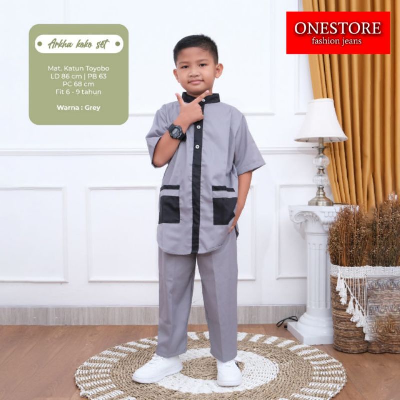 BAJU MUSLIM ANAK LAKI LAKI ARKA KOKO SET