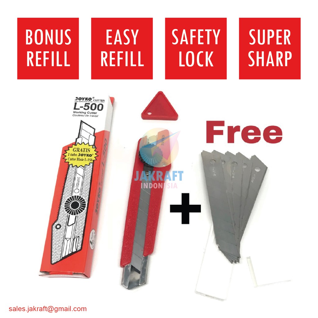 

(1 Set) PROMO Cutter Besar JOYKO L-500 + Bonus Refill JOYKO L-150 Super Tajam Tahan Banting