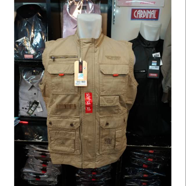 CARDINAL Original Mens Vest Rompi Casual Cotton Pria Krem EARAR44