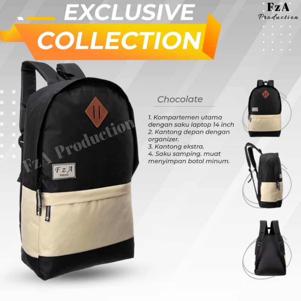 FzA Official - Big Promo..Tas Ransel Distro sekolah kuliah Kerja Pria 4286CV Tas Ransel Laptop Original FzA - Black Green