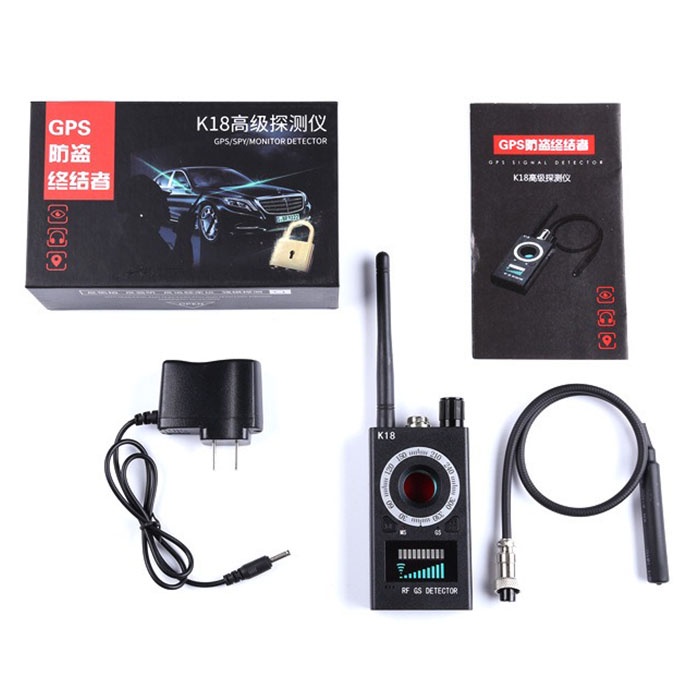 RF Signal Detector K18 Anti Spy Detector Camera Finder GPS Audio Bug pendeteksi kamera spy detector-BOX