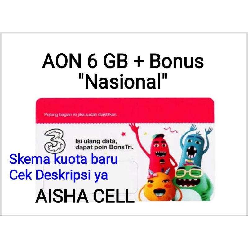 Voucher 3 Tri Three AON 6 GB NEW Jawa Timur