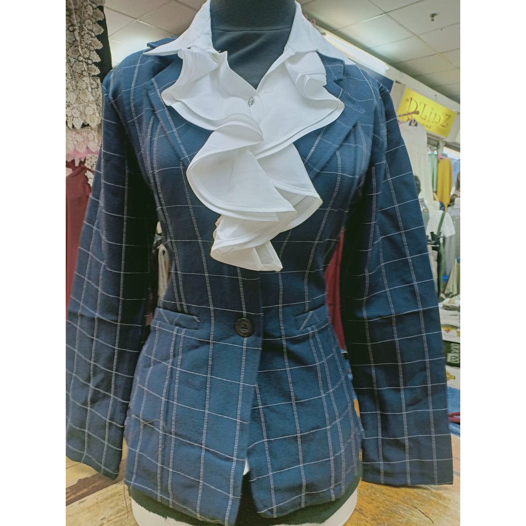 Atasan Blus Blazer kancing satu Dan dua Wanita