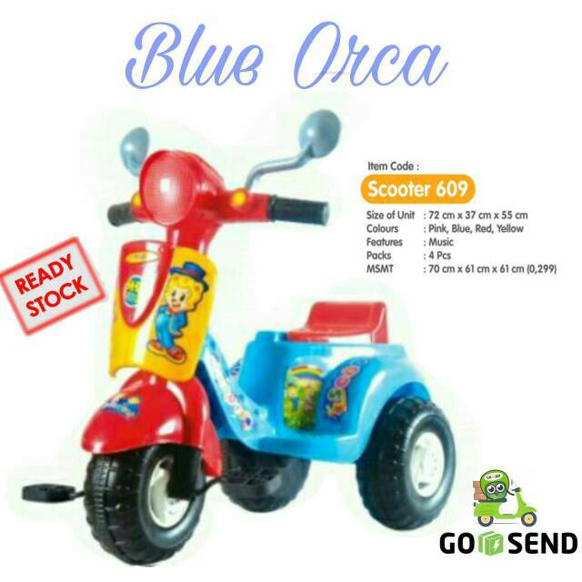 Scooter SHP 609 Mainan  Anak  Sepeda Roda Tiga Vespa 