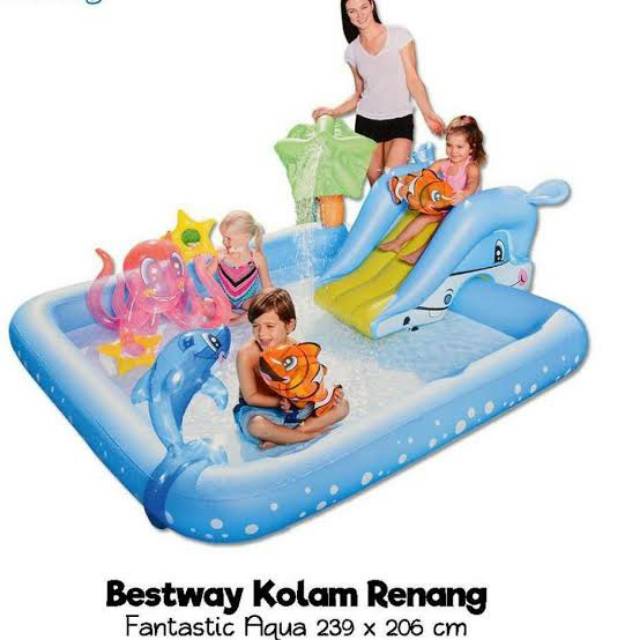 PROMO Kolam renang Bestway seluncuran perosotan Fantastic Aqua 239*206*86cm 53052 Makassar