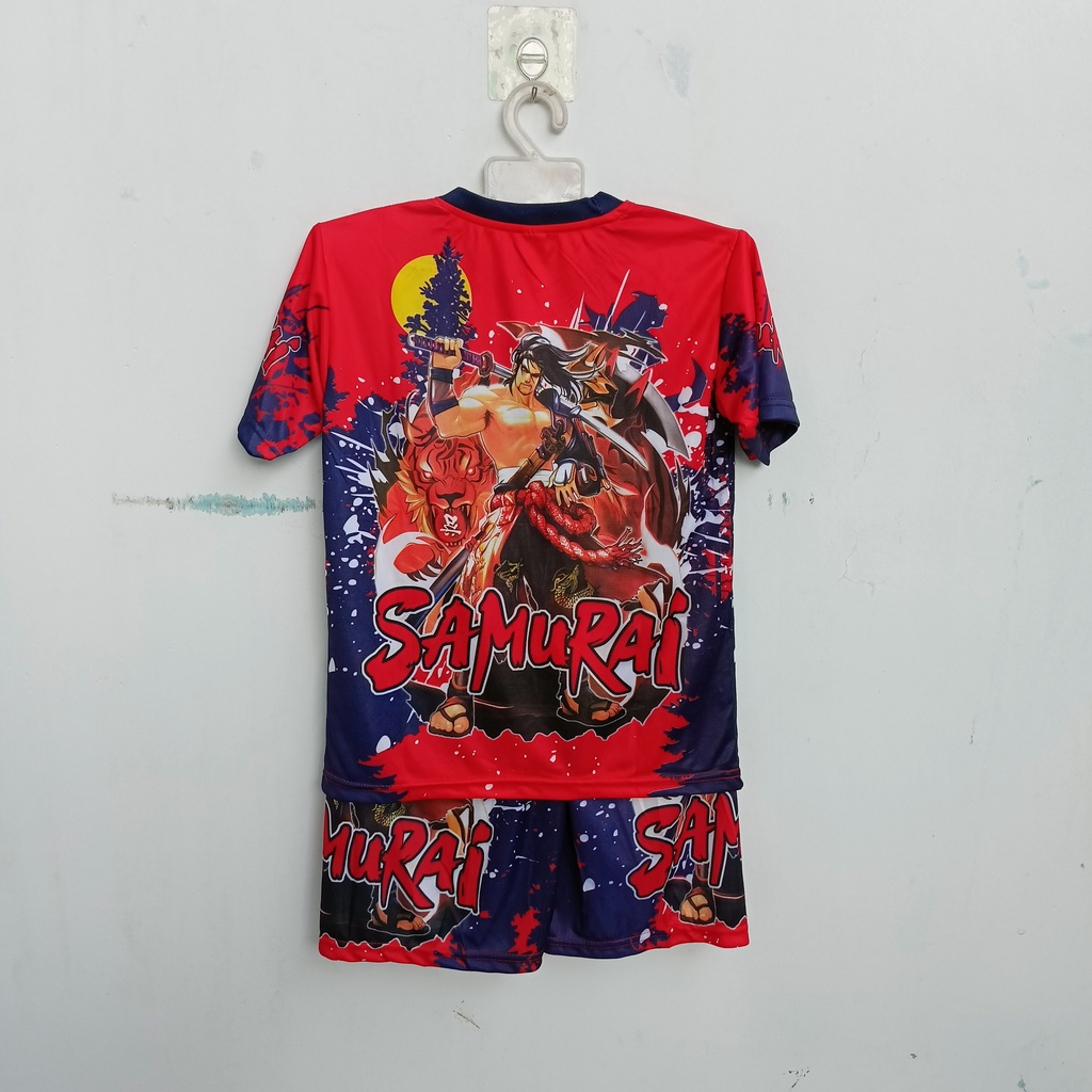 Setelan baju celana motif/setelan anak laki laki samurai full printing usia 2-12thn