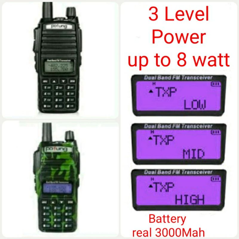 POFUNG UV82 / UV-82 / UV 82 5w &amp; walkie talkie HT upgrade uv828/ Pofung uv 828 up to 8 watt 8w FREE EARPHONE/HEADSET DUAL PTT