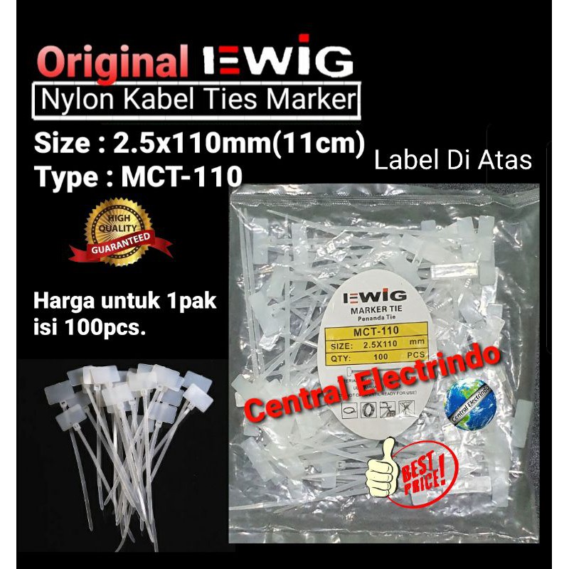 Kabel Ties Marker Label Atas 2.5x110mm(11cm) EWIG 1pak 100pcs.