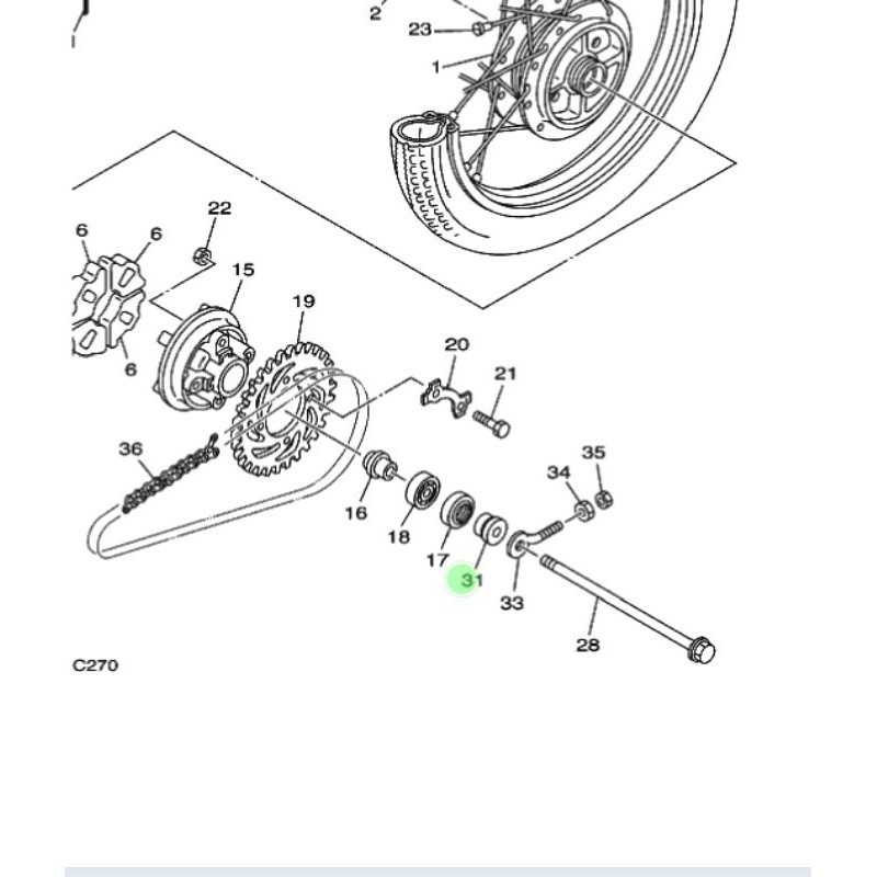 COLLAR BOSH TROMOL RODA BELAKANG KIRI LUAR CRYPTON VEGA R JUPITER 105 110 LAMA - JUPITER MX 135 LAMA ORIGINAL YGP 5LM-F5383-00