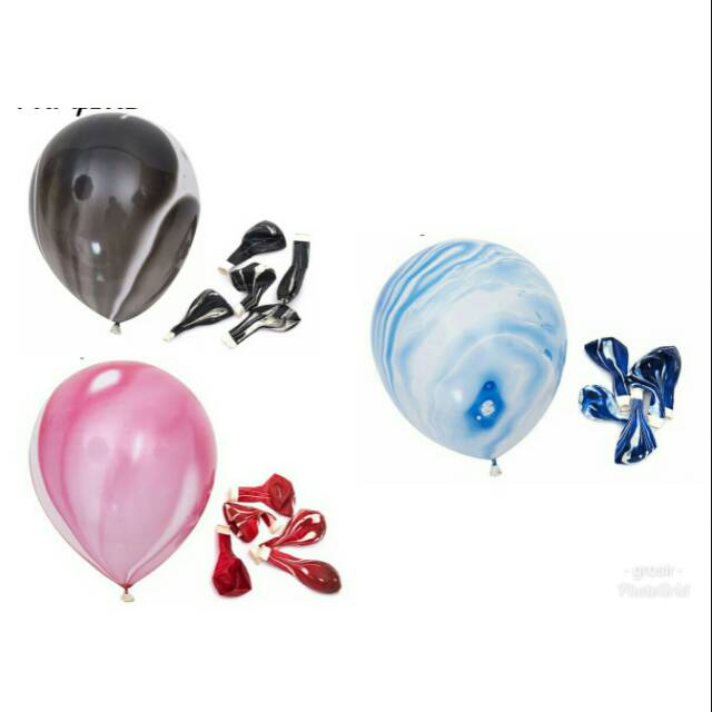 Balon latex marbles / lolipop 11inch merah,  biru,  hitam