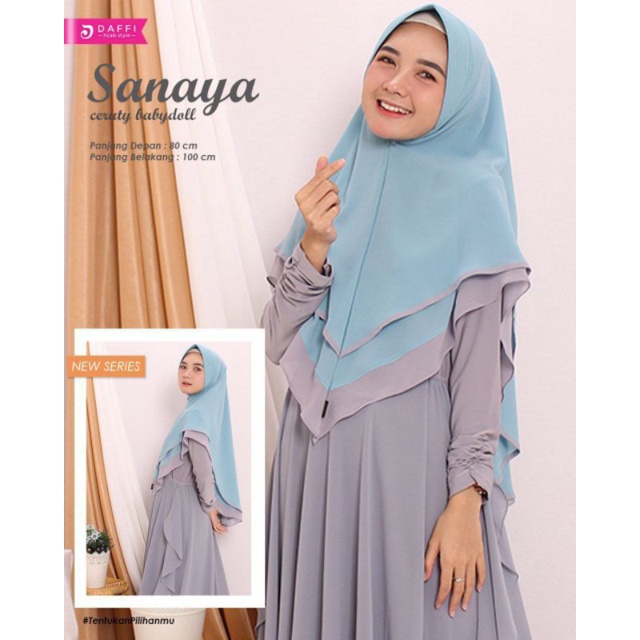 SANAYA ORI DAFFI KHIMAR 2 LAYER JUMBO JILBAB JUMBO CERUTY BABYDOLL 2 WARNA HIJAB
