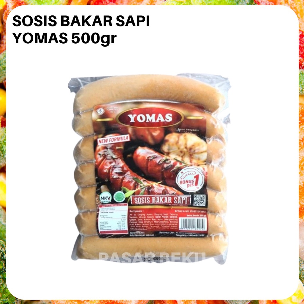 

(Khusus AREA SUMBAR) Sosis Sapi Bakar Jumbo Yomas 500gr isi 7 Jajanan Pasar Beku Frozen Food Padang