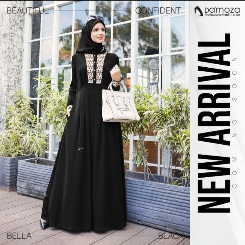 DAMOZA BELLA BLACK ORIGINAL || Gamis Jumbo Terbaru || Cotton Look Linen || Premium || COD